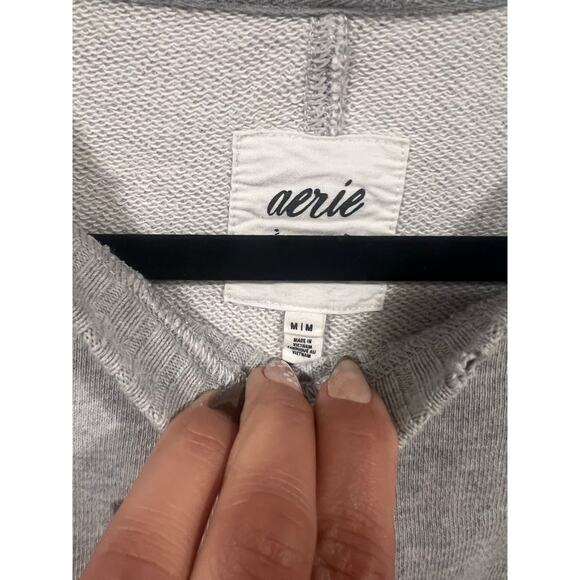 Aerie Big Chill Crew Neck Oversized Sweater Masc Casual Loungewear Cotton Gray - Picture 4 of 7